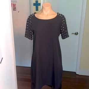Edgy hi/low tunic/dress black &silver spike detail